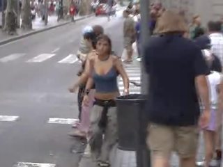 Incredible lover With Big Tits Walking On Street
