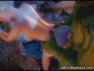 3d елф принцеса опустошен от orc - мръсен филм при ah-me