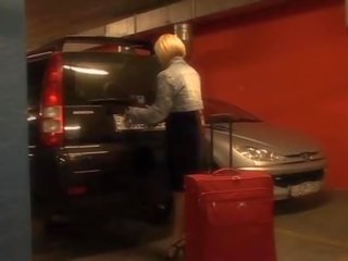 Stewardess is down on her knees for terrific blowjob