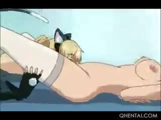 Hentai blond teenager leckt und finger glatt twat auf die gang