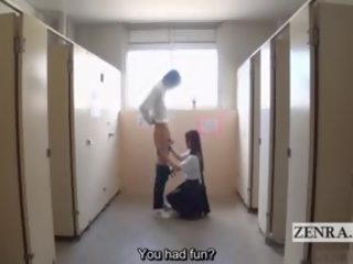 Subtitled CFNM Japan young female Bathroom putz Washing