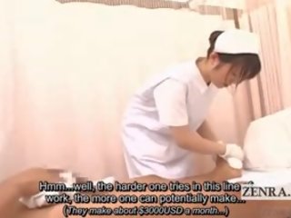 Untertitelt cfnm japanisch krankenschwester gibt geduldig schwamm bad