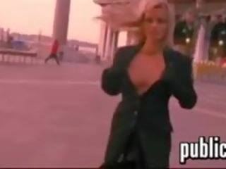 Blonde enchantress Flashing Her Tits In Italy