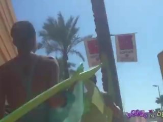 The attractive Ibizan Ass Parade - epic Bikini Wedgies - upskirt no knickers bald cunt