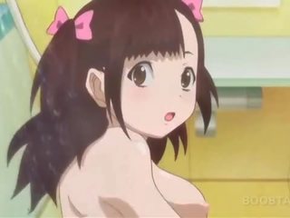 Fürdőszoba anime trágár csipesz -val ártatlan tini meztelen diva