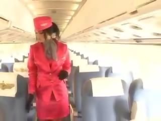 Beguiling air hostess gets fresh sperm aboard