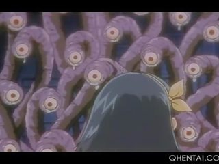 Hentai tenåring wrapped og knullet dyp av monster tentacles
