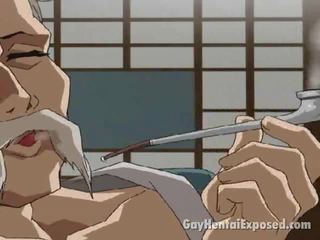 Gracious rotschopf anime homosexuell ninja träumerei über schwer hähne drinnen seine arschloch